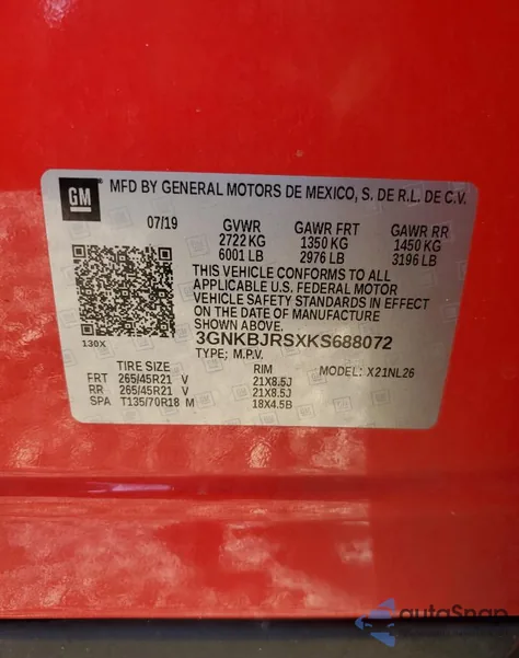 2019 Chevrolet Blazer Rs from USA, damaged, VIN 3GNKBJRSXKS688072